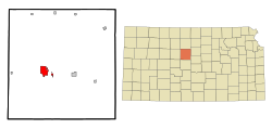 Russell County Kansas Incorporated and Unincorporated areas Russell Highlighted